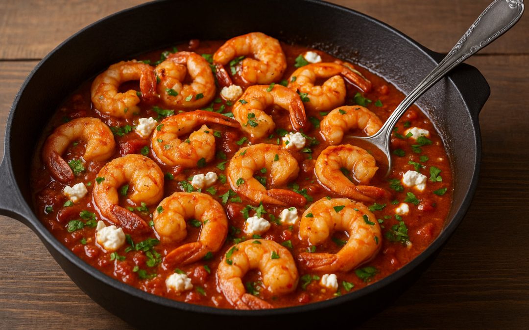 Spicy Shrimp Saganaki (Pikantiki Garides Saganaki)